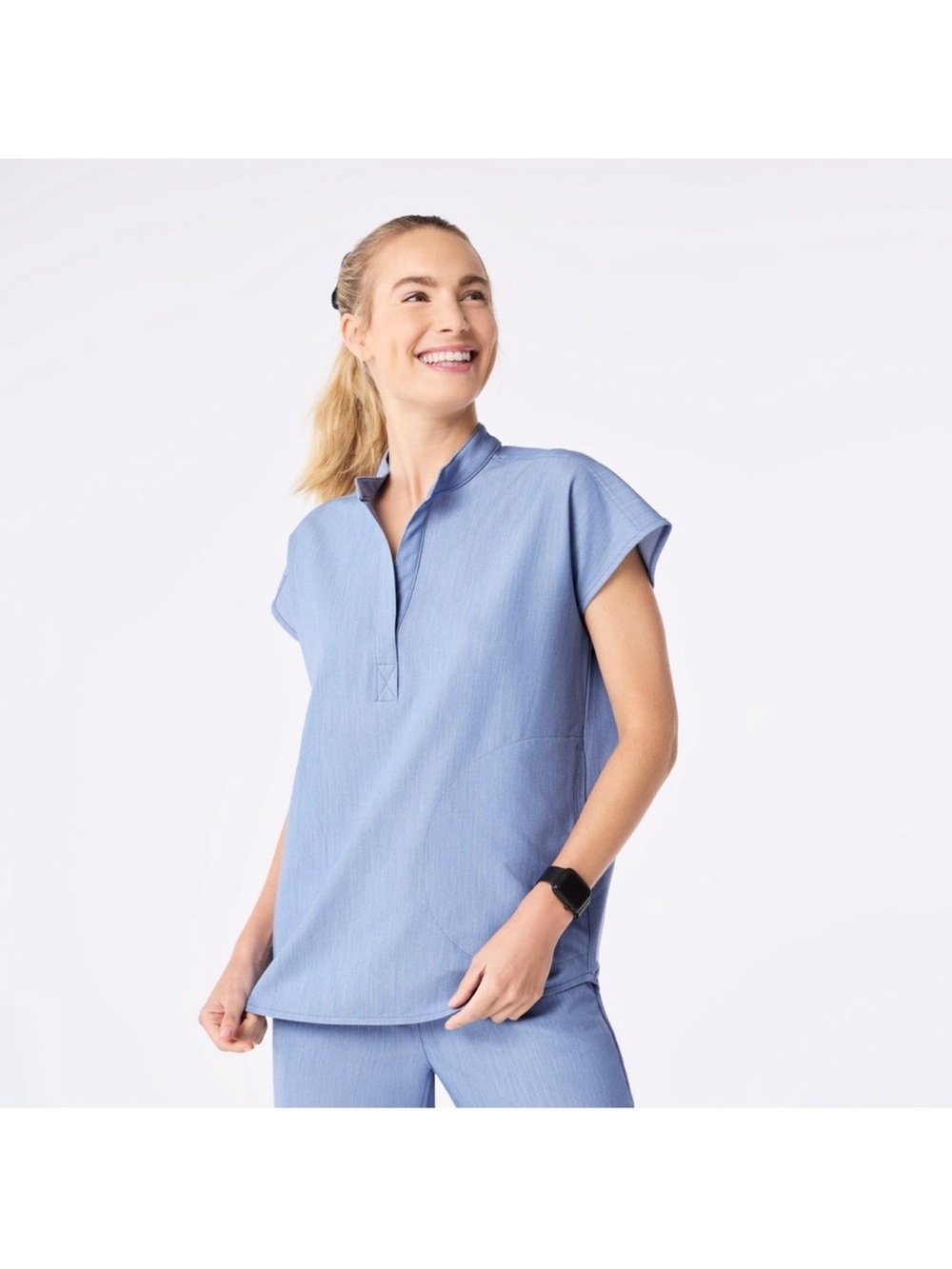 Figs Rafaela Oversized Scrub Top Heather Indigo Blue Women’s Size 3X-Large